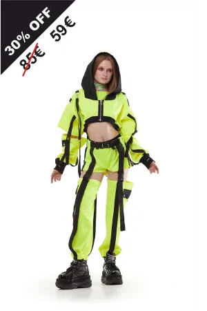 Hooded shrug in Neon Lemon