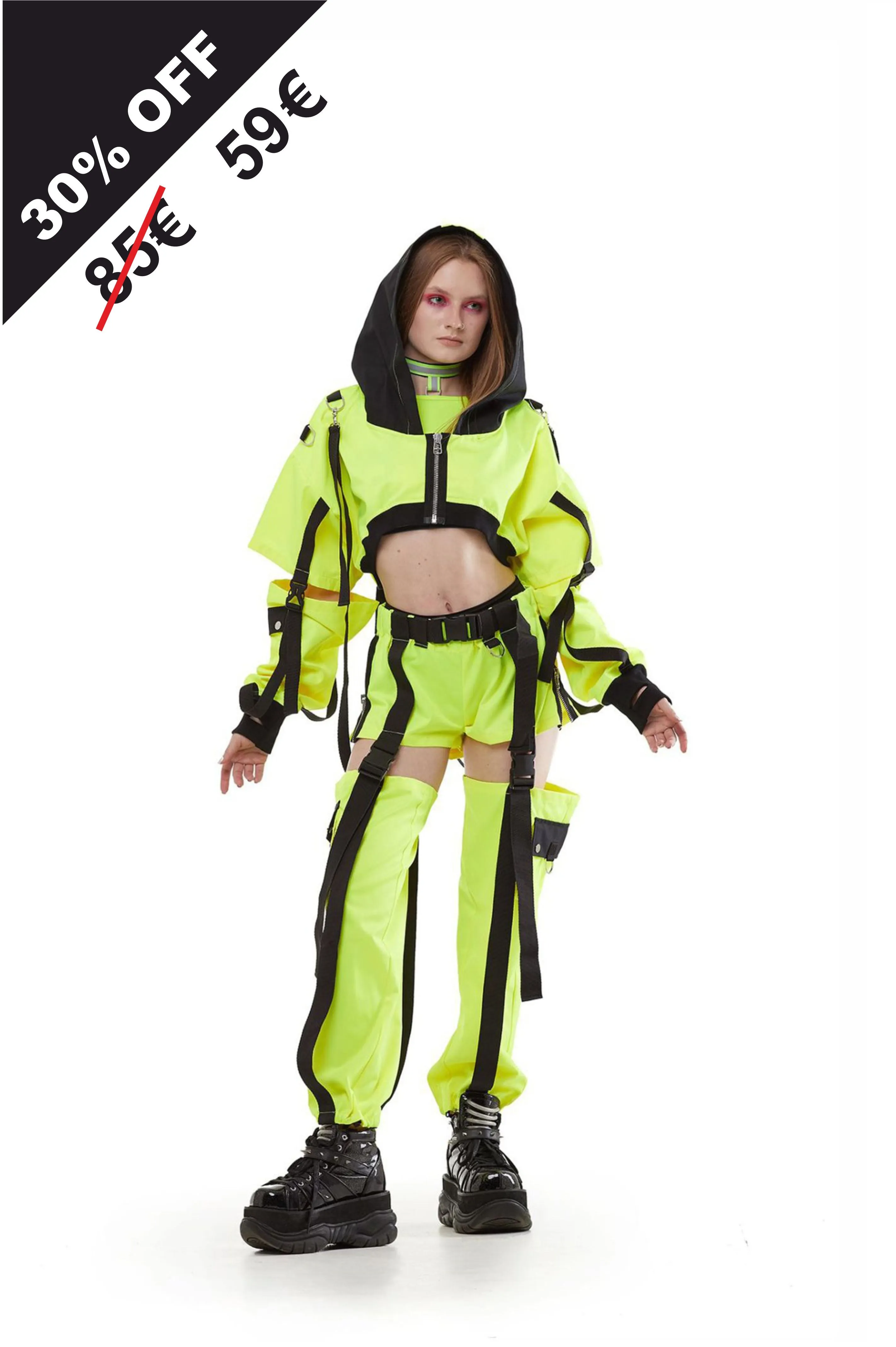 Hooded shrug in Neon Lemon