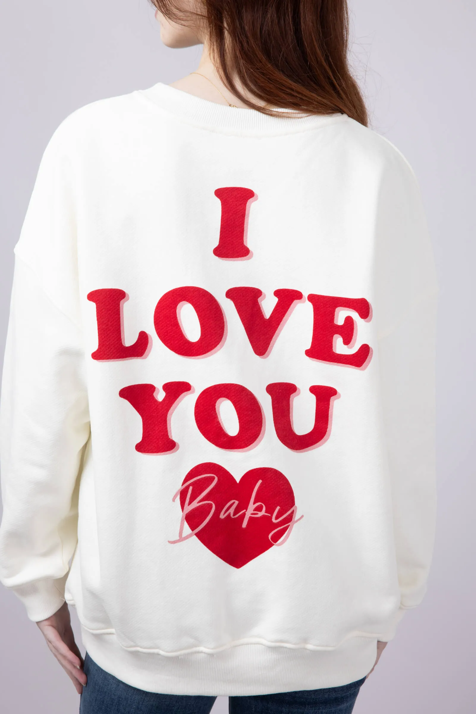 I Love You Baby Sweatshirt for Women in Off White | ST2523-OFFWHITE