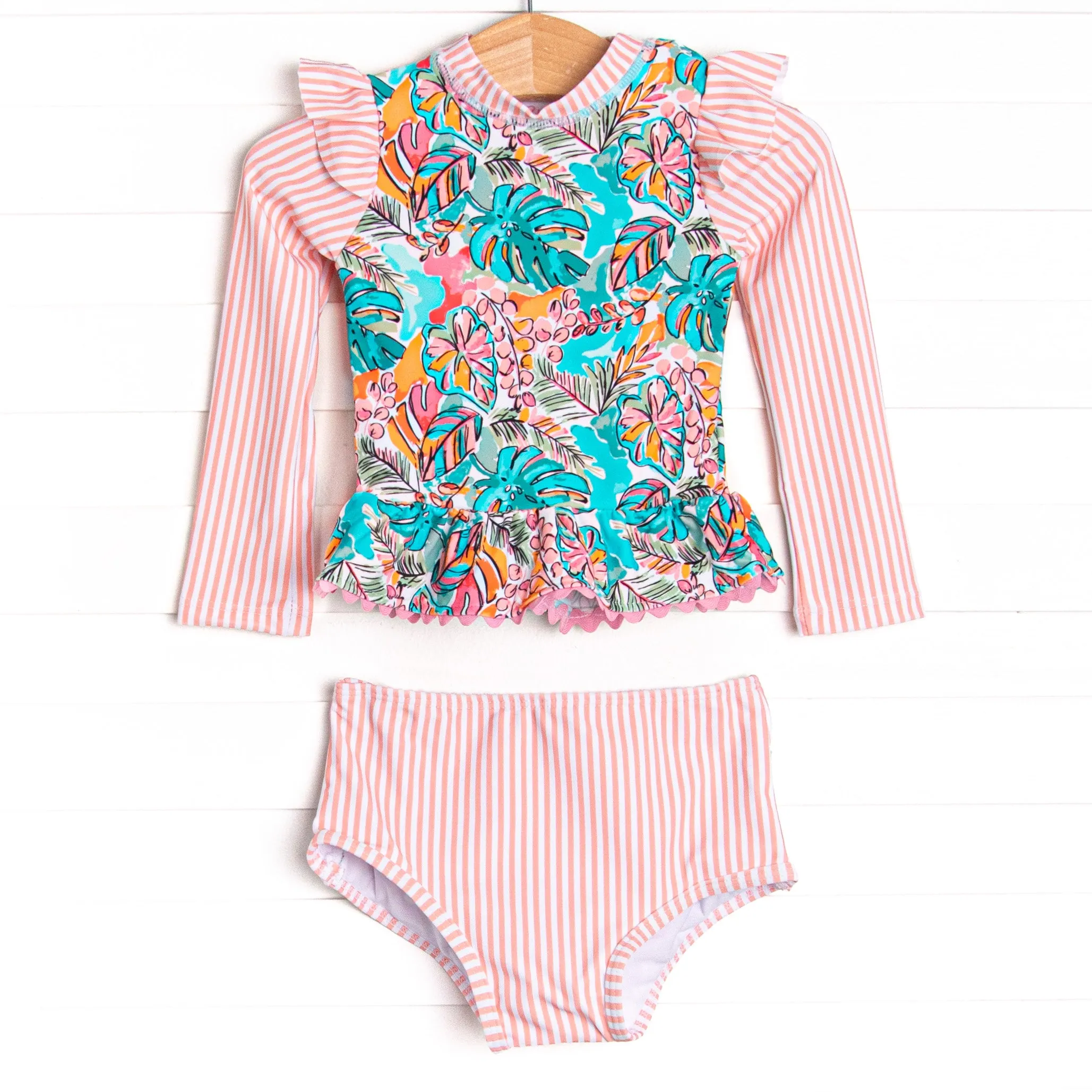 In Rio Long Sleeve Rash Guard Bikini, Pink