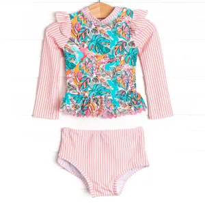 In Rio Long Sleeve Rash Guard Bikini, Pink