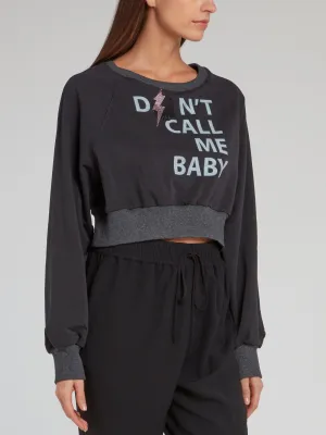 June Black Cropped Sweatshirt