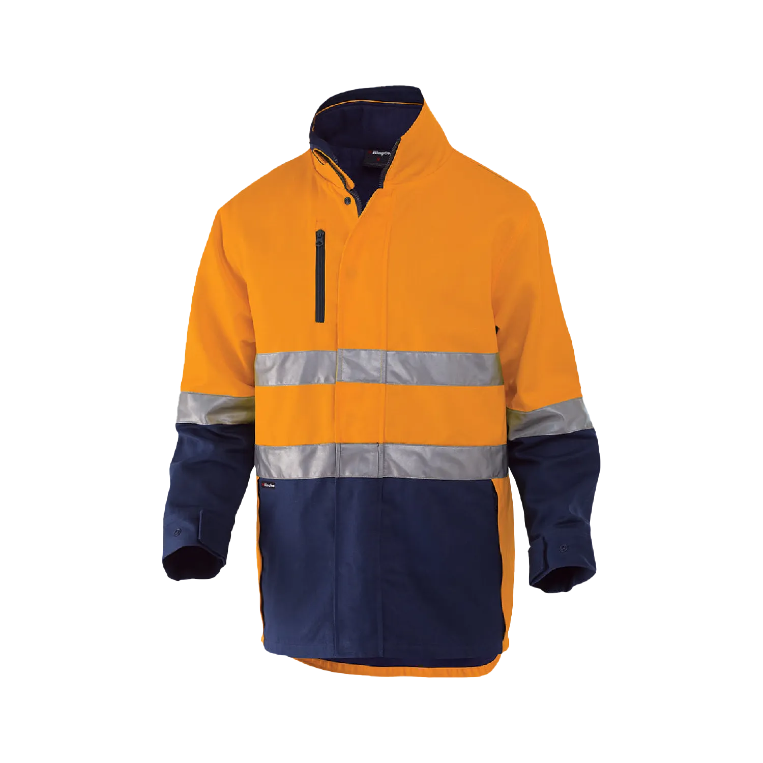 KingGee Men's Reflective 3 in 1 Cotton Jacket - Orange/Navy