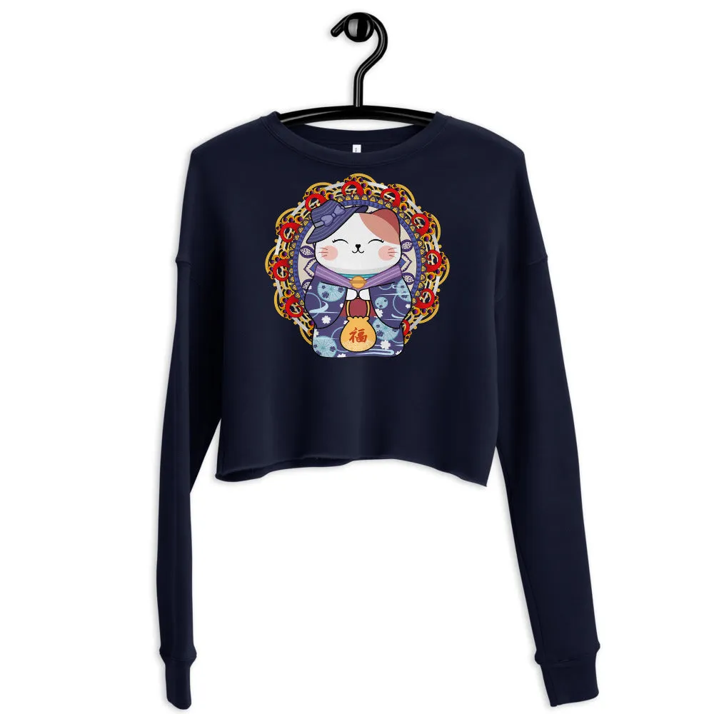 KÃ…Âun Neko Kitty (Good Fortune) Crop Sweatshirt