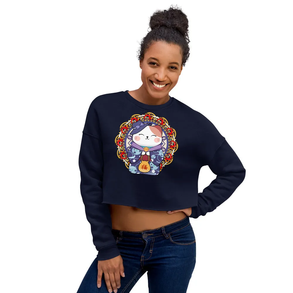 KÃ…Âun Neko Kitty (Good Fortune) Crop Sweatshirt
