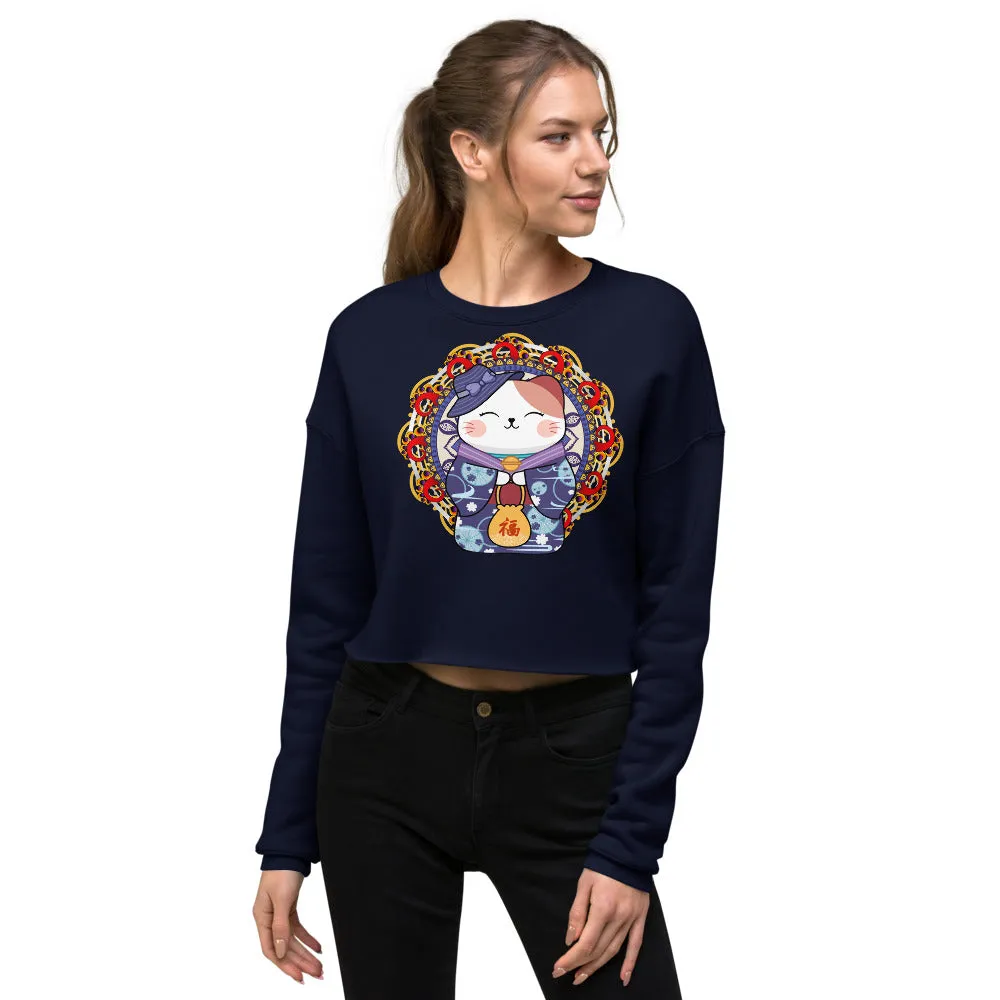 KÃ…Âun Neko Kitty (Good Fortune) Crop Sweatshirt