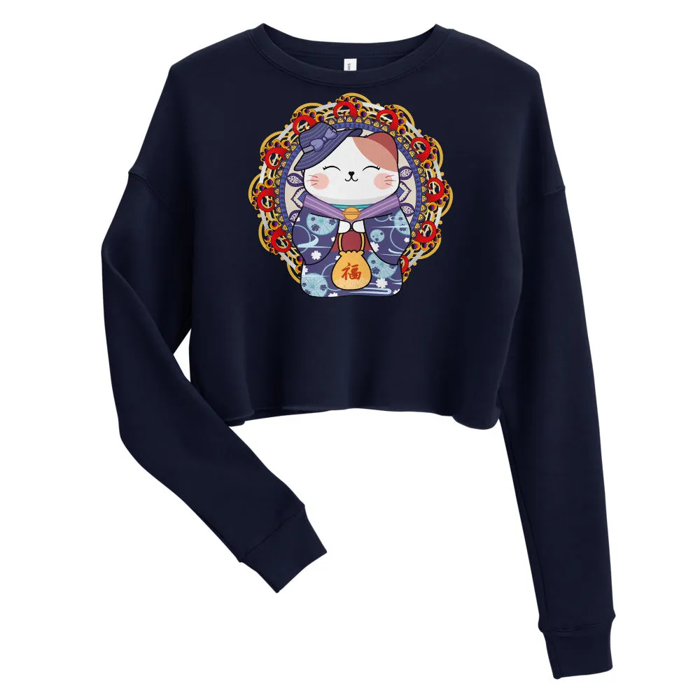 KÃ…Âun Neko Kitty (Good Fortune) Crop Sweatshirt