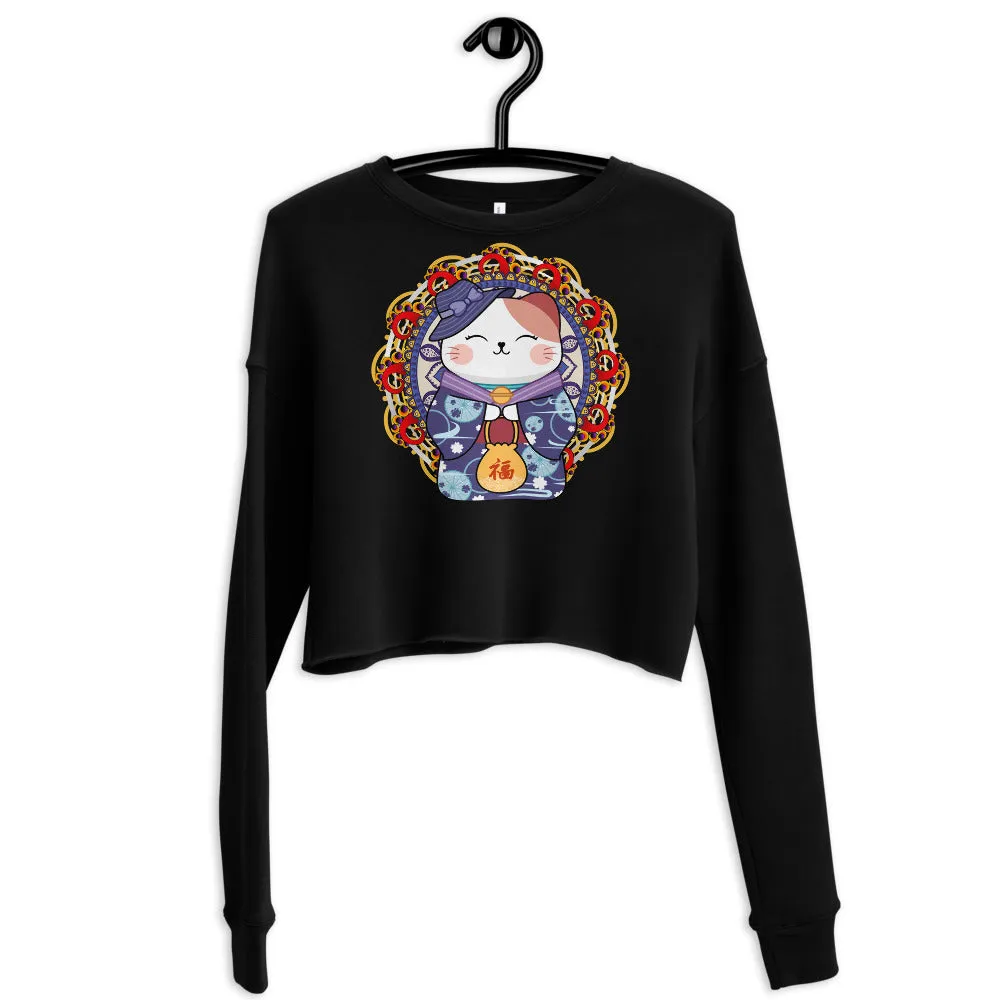 KÃ…Âun Neko Kitty (Good Fortune) Crop Sweatshirt