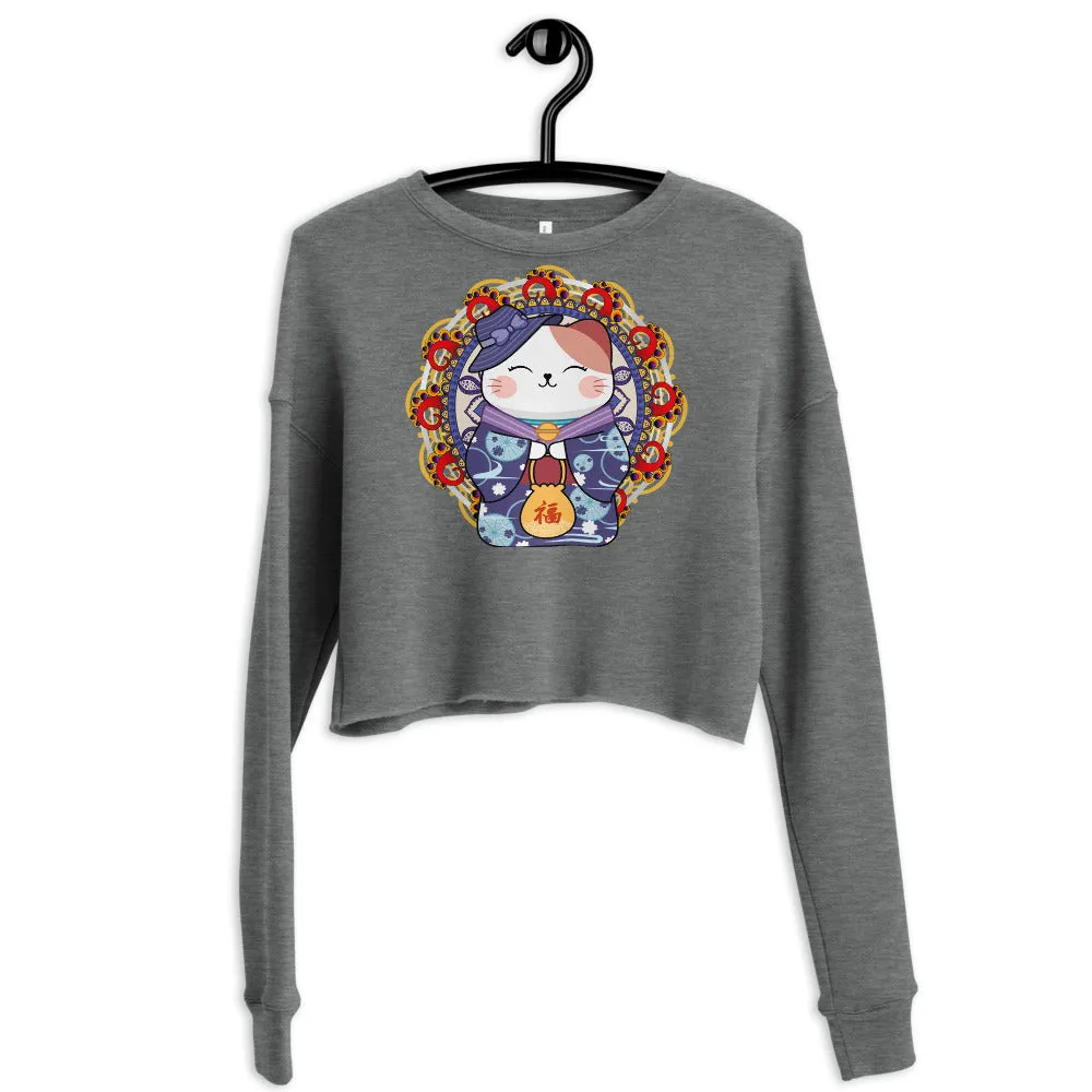 KÃ…Âun Neko Kitty (Good Fortune) Crop Sweatshirt