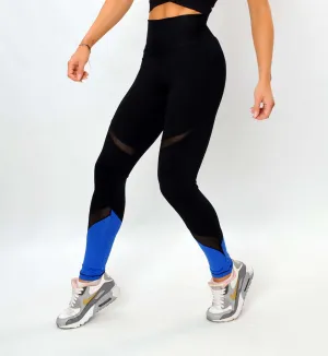 Leggins fitness negro y azul.