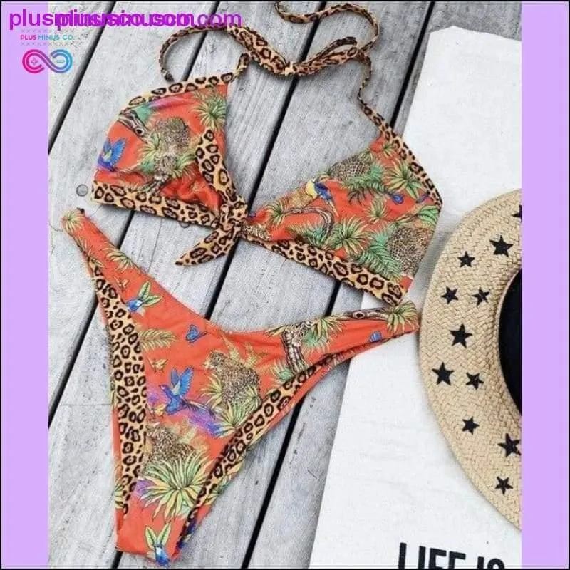 Leopard swimsuit female Sexy string lace up bikini 2020 High