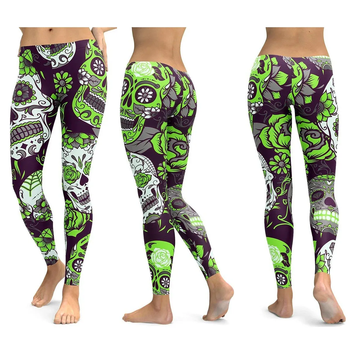 LI-FI Ornamental Skull Leggings Women Yoga Pants Gym Leggings Fitness Sports Wear Elastic Tight Yoga Leggings