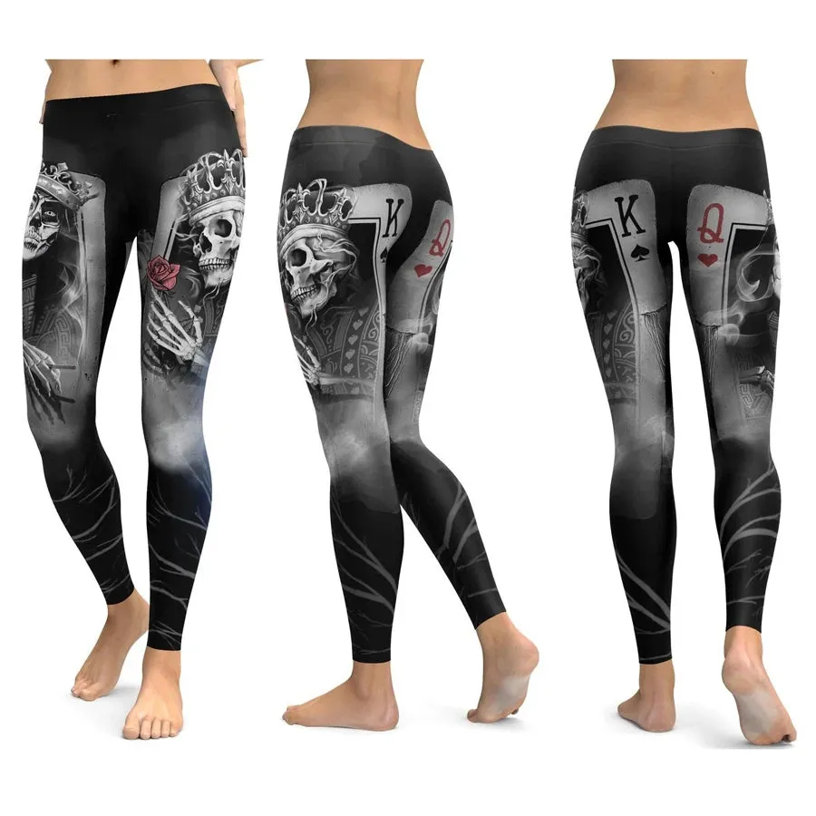 LI-FI Ornamental Skull Leggings Women Yoga Pants Gym Leggings Fitness Sports Wear Elastic Tight Yoga Leggings