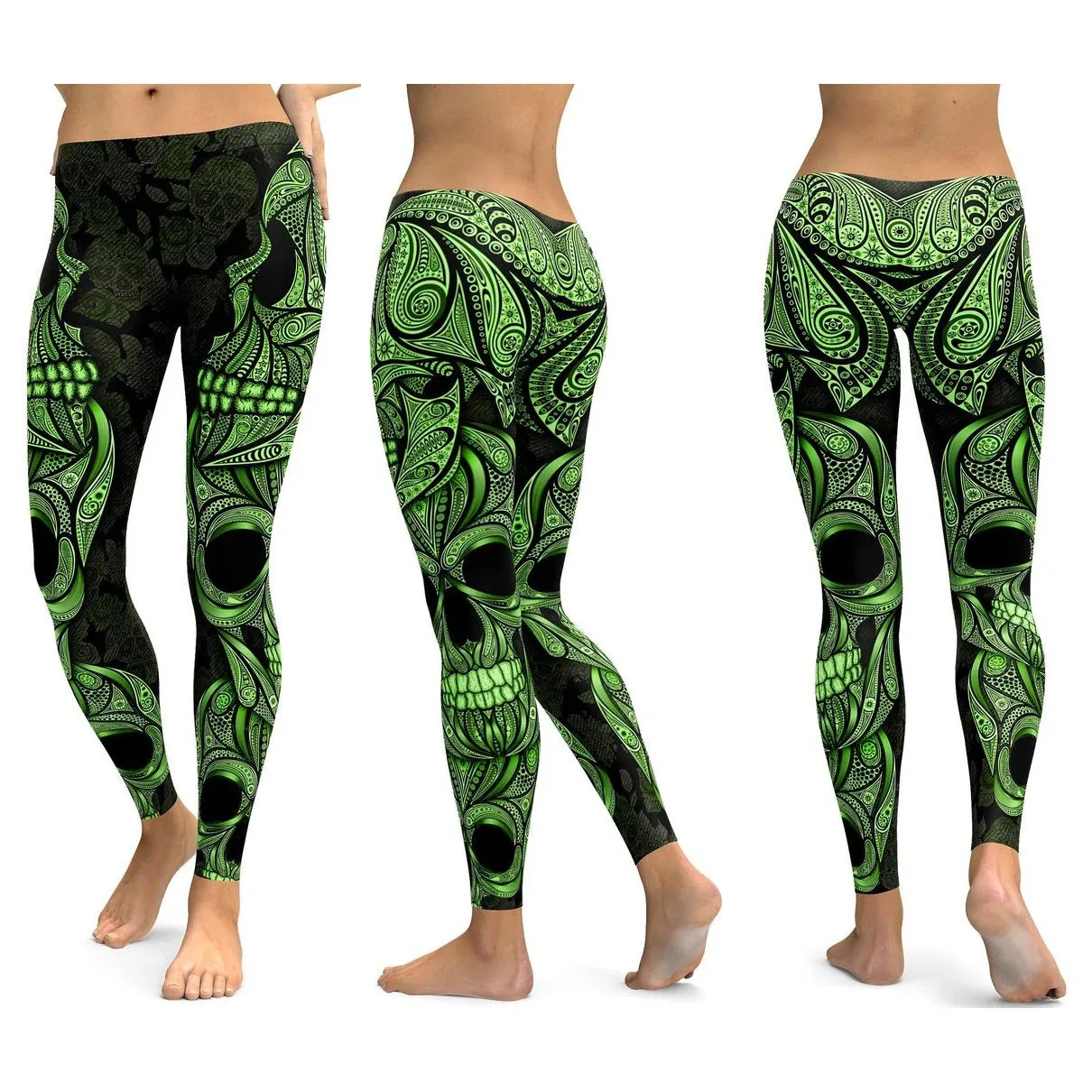 LI-FI Ornamental Skull Leggings Women Yoga Pants Gym Leggings Fitness Sports Wear Elastic Tight Yoga Leggings