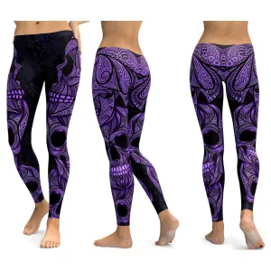 LI-FI Ornamental Skull Leggings Women Yoga Pants Gym Leggings Fitness Sports Wear Elastic Tight Yoga Leggings