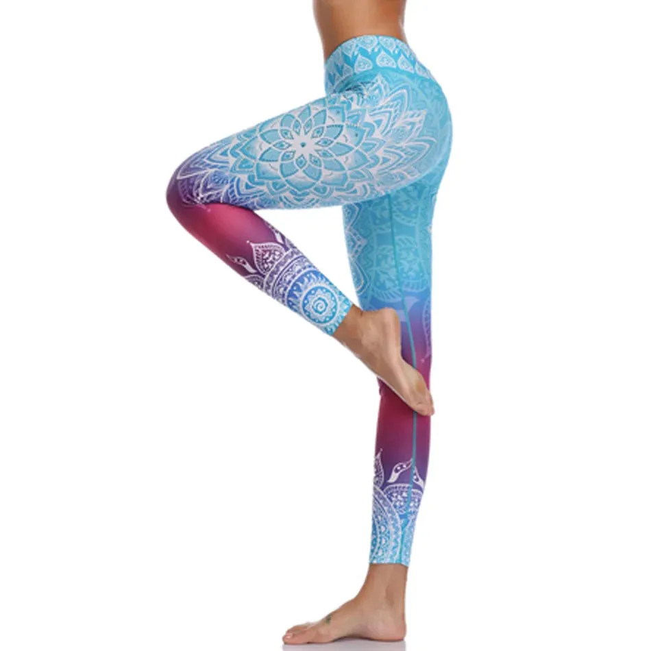 LI-FI Ornamental Skull Leggings Women Yoga Pants Gym Leggings Fitness Sports Wear Elastic Tight Yoga Leggings