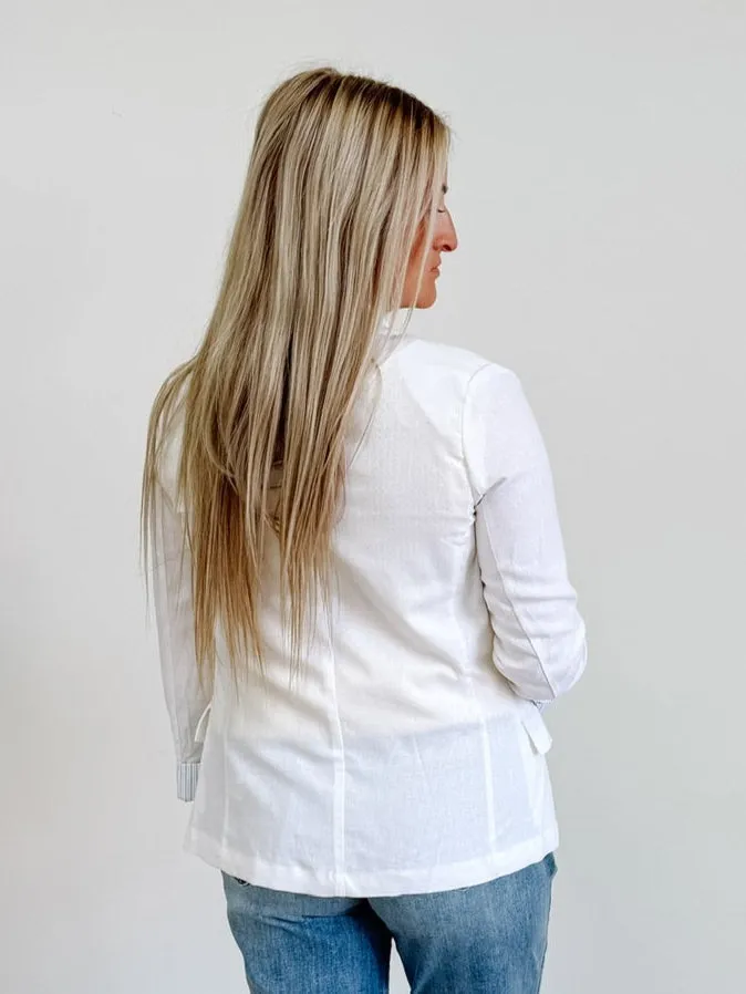 Lily Linen Blazer in White