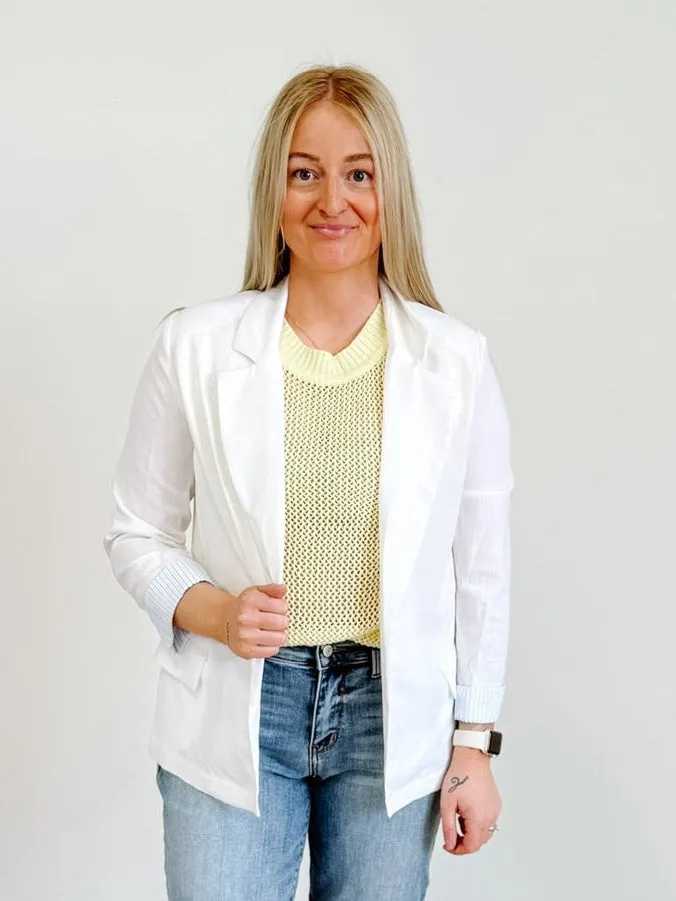 Lily Linen Blazer in White