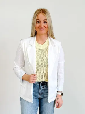 Lily Linen Blazer in White