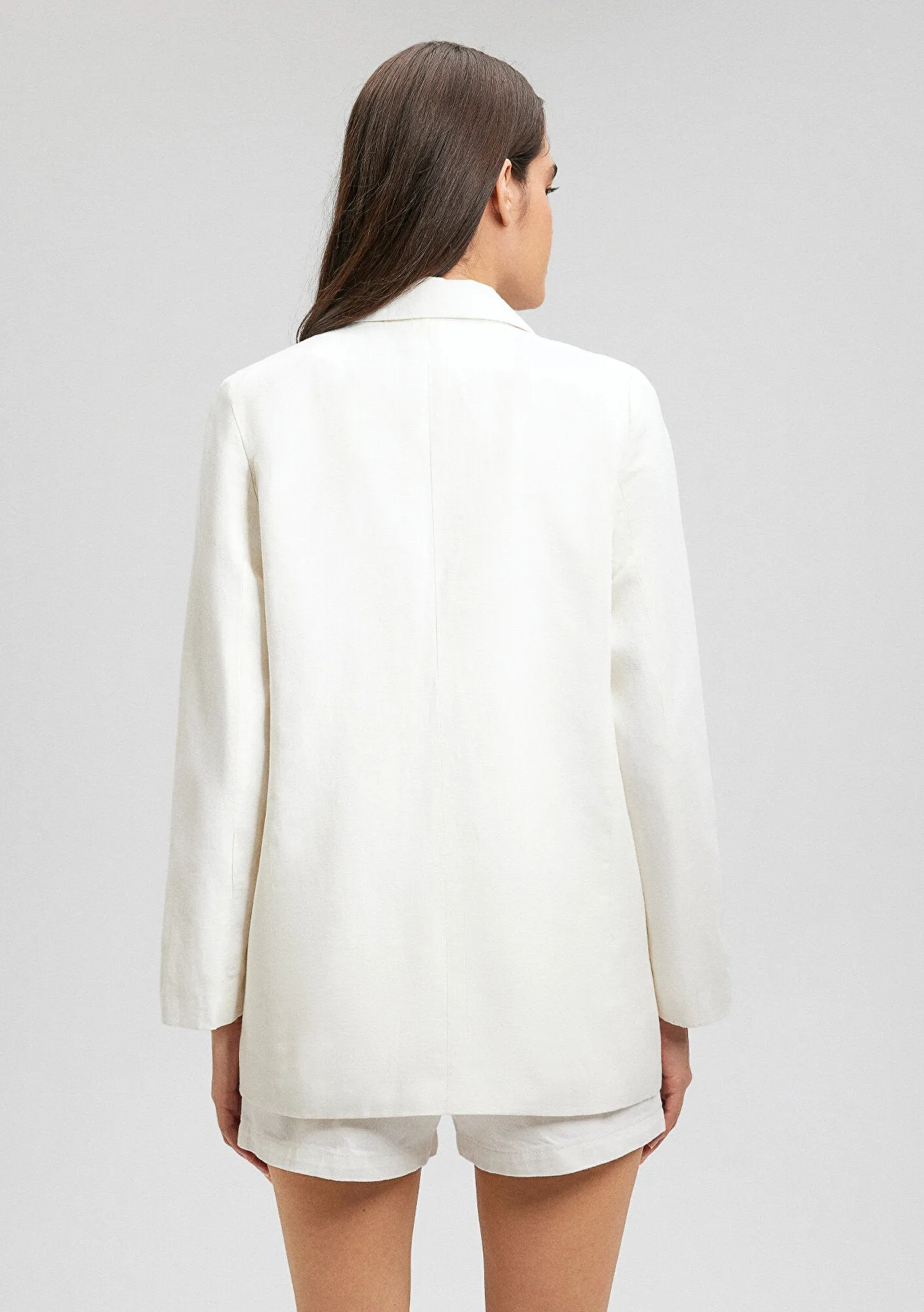 Linen Mix White Blazer Jacket
