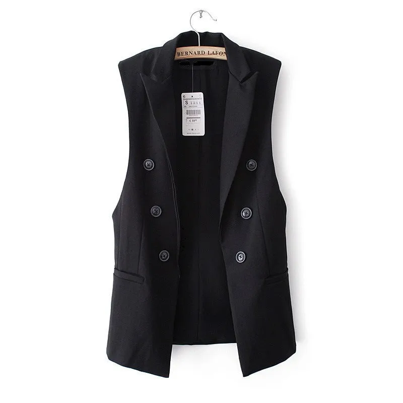 Long Vest Jacket Women Sleeveless Blazer Feminino Quilted Vests Famous Brand Veste Femme Fashion Button Vest Outwear ow0114