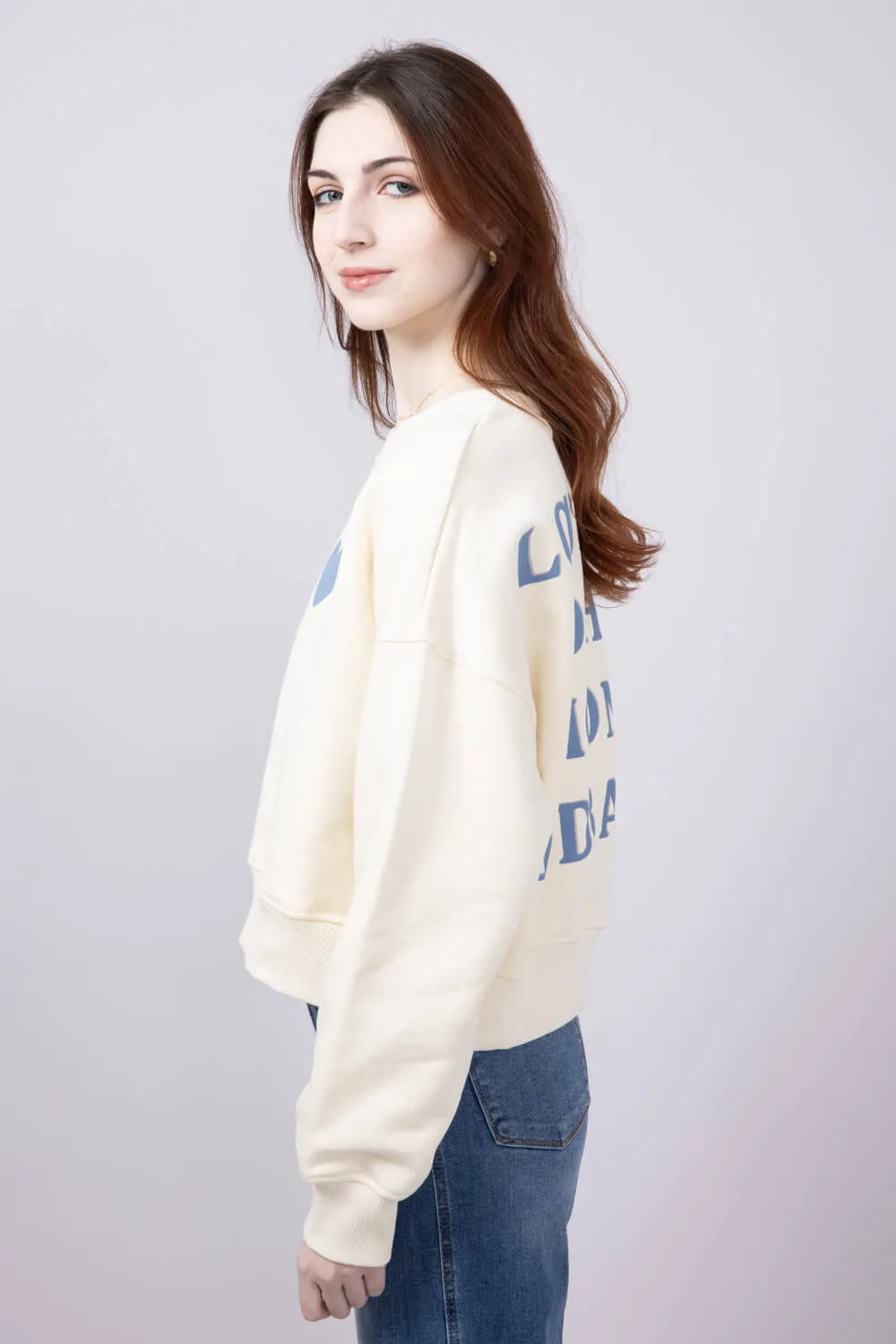 Love You To The Moon And Back Sweatshirt for Women in Cream | ST2524-CREAM
