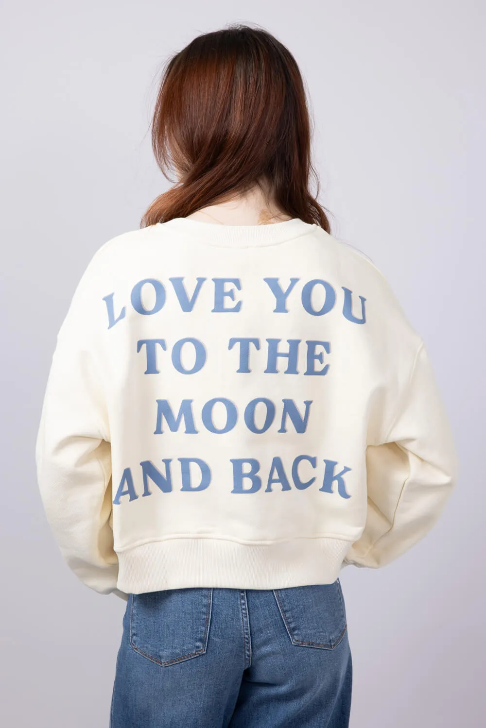 Love You To The Moon And Back Sweatshirt for Women in Cream | ST2524-CREAM
