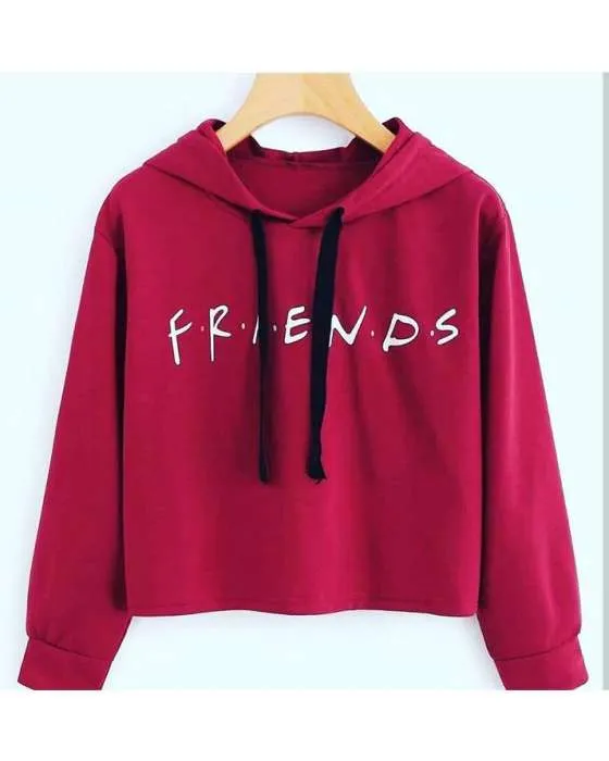 MAROON FRIENDS CROPPED HOODIE FOR womens