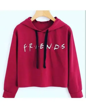 MAROON FRIENDS CROPPED HOODIE FOR womens