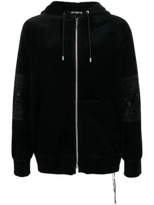 Mastermind World velvet logo-stripe hoodie