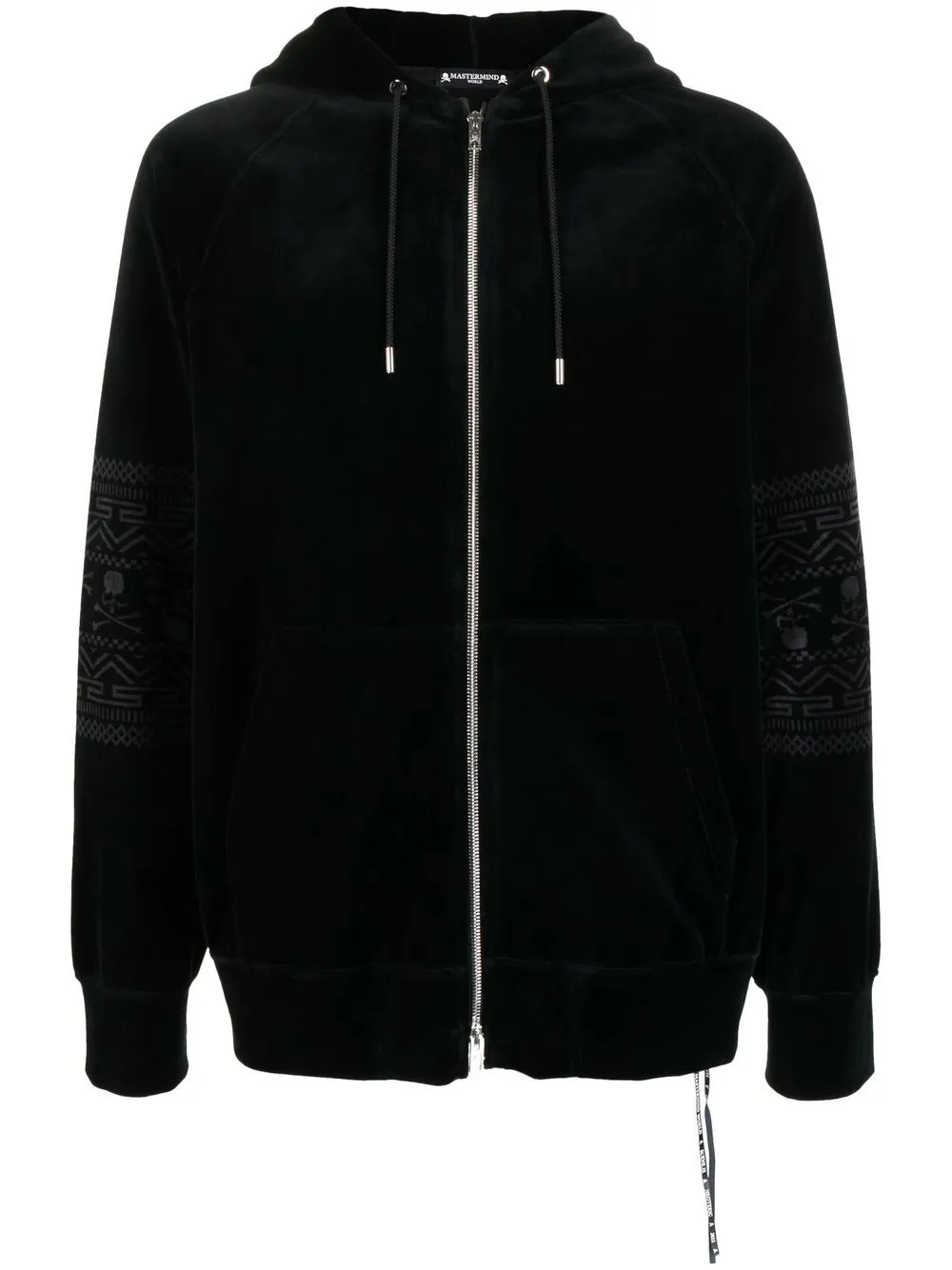 Mastermind World velvet logo-stripe hoodie
