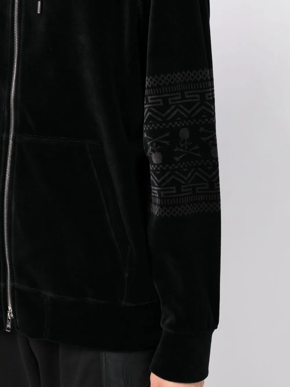 Mastermind World velvet logo-stripe hoodie