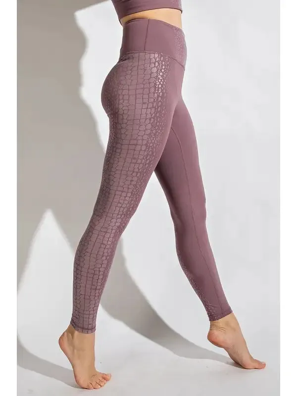 Mauve Croc Yoga Leggings