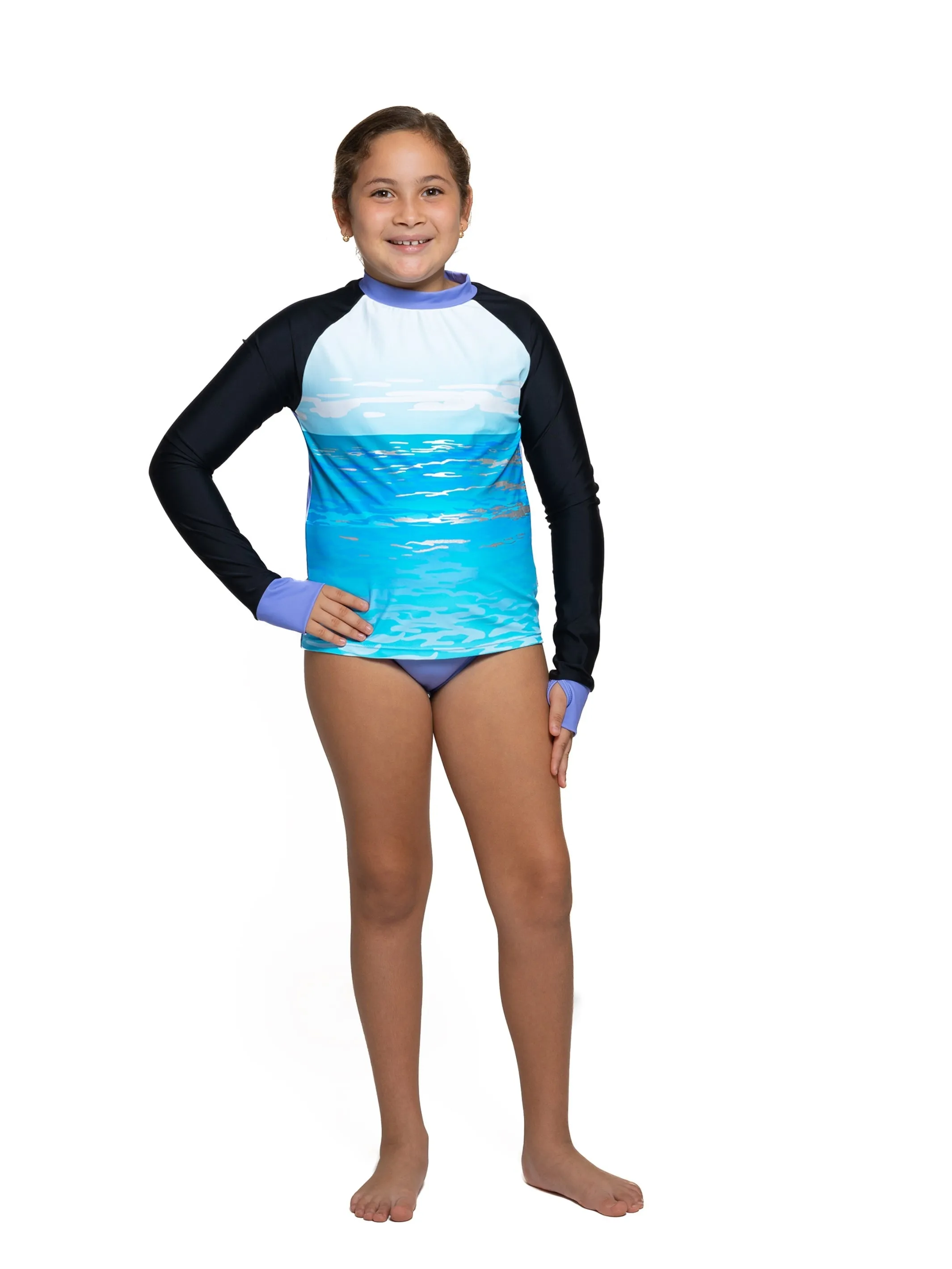 Melanie Printed Rashguard Two Piece Swimsuit Set