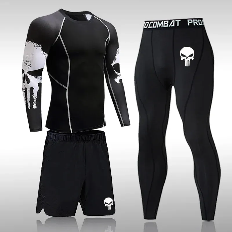Men's Compression Sportswear Suit - Gym Tights Training Clothes, Workout Jogging Sports Set, Running Rashguard Tracksuit