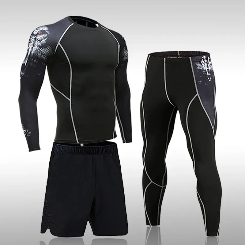 Men's Compression Sportswear Suit - Gym Tights Training Clothes, Workout Jogging Sports Set, Running Rashguard Tracksuit