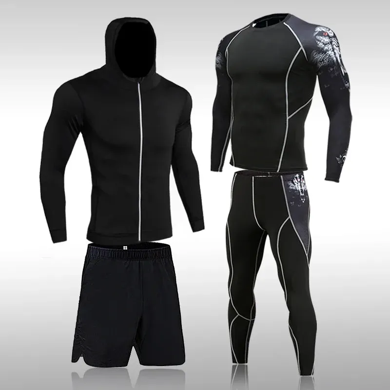 Men's Compression Sportswear Suit - Gym Tights Training Clothes, Workout Jogging Sports Set, Running Rashguard Tracksuit
