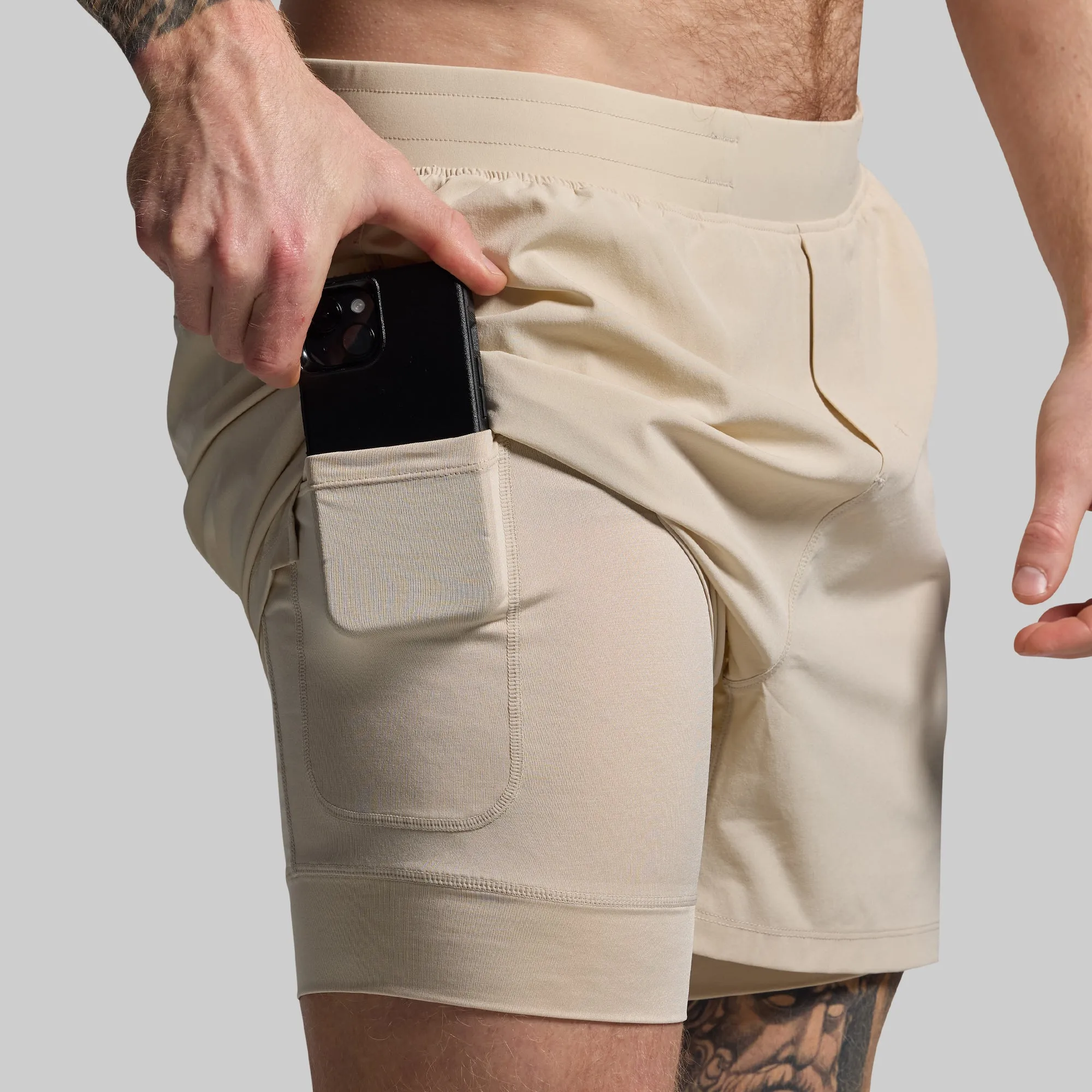 Men's Endurance Short w/ Compression (Oatmeal)