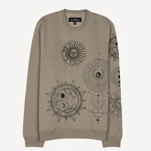 Mens Graphic Wraparound Crewneck Pullover Sweatshirt - London Fog / Celestial