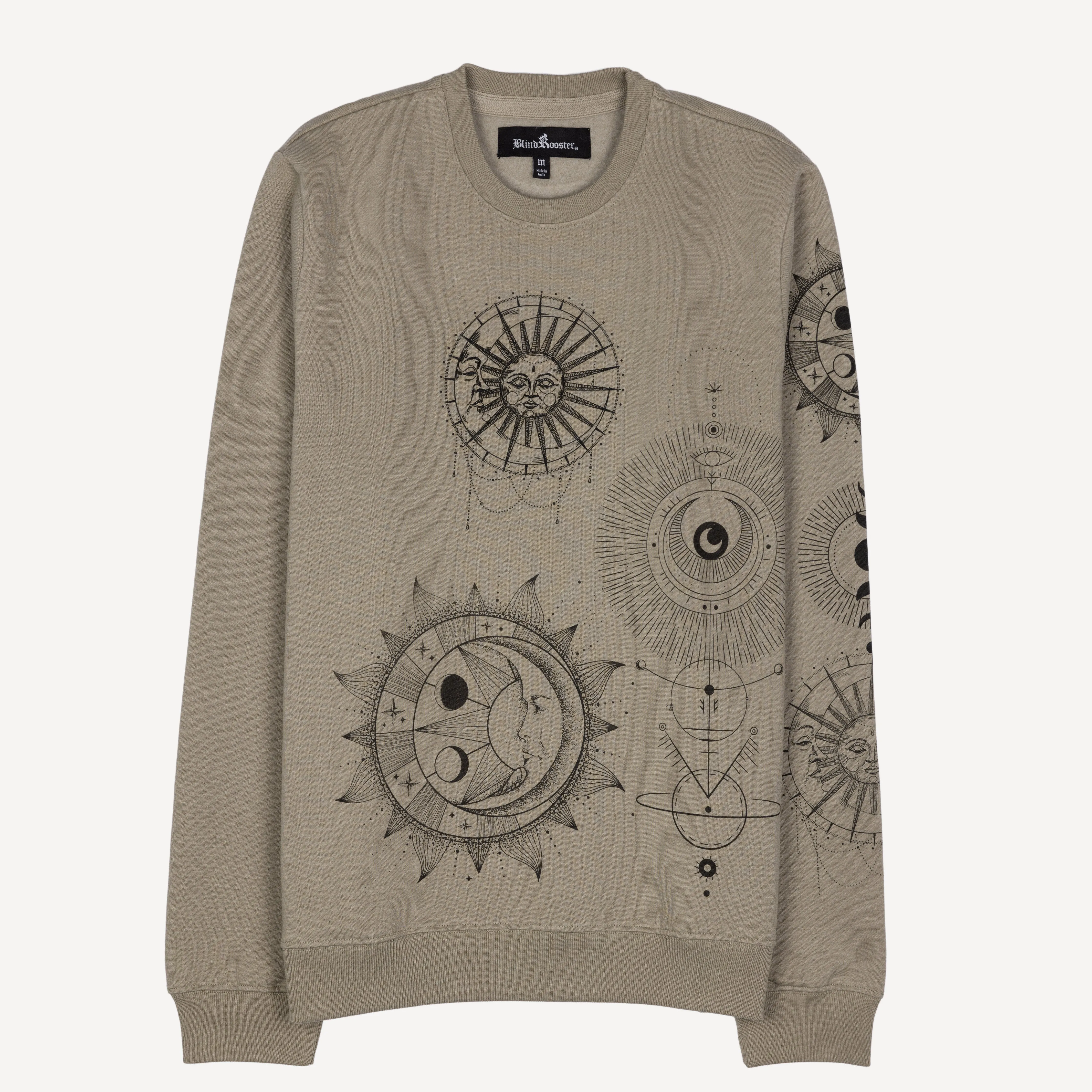 Mens Graphic Wraparound Crewneck Pullover Sweatshirt - London Fog / Celestial