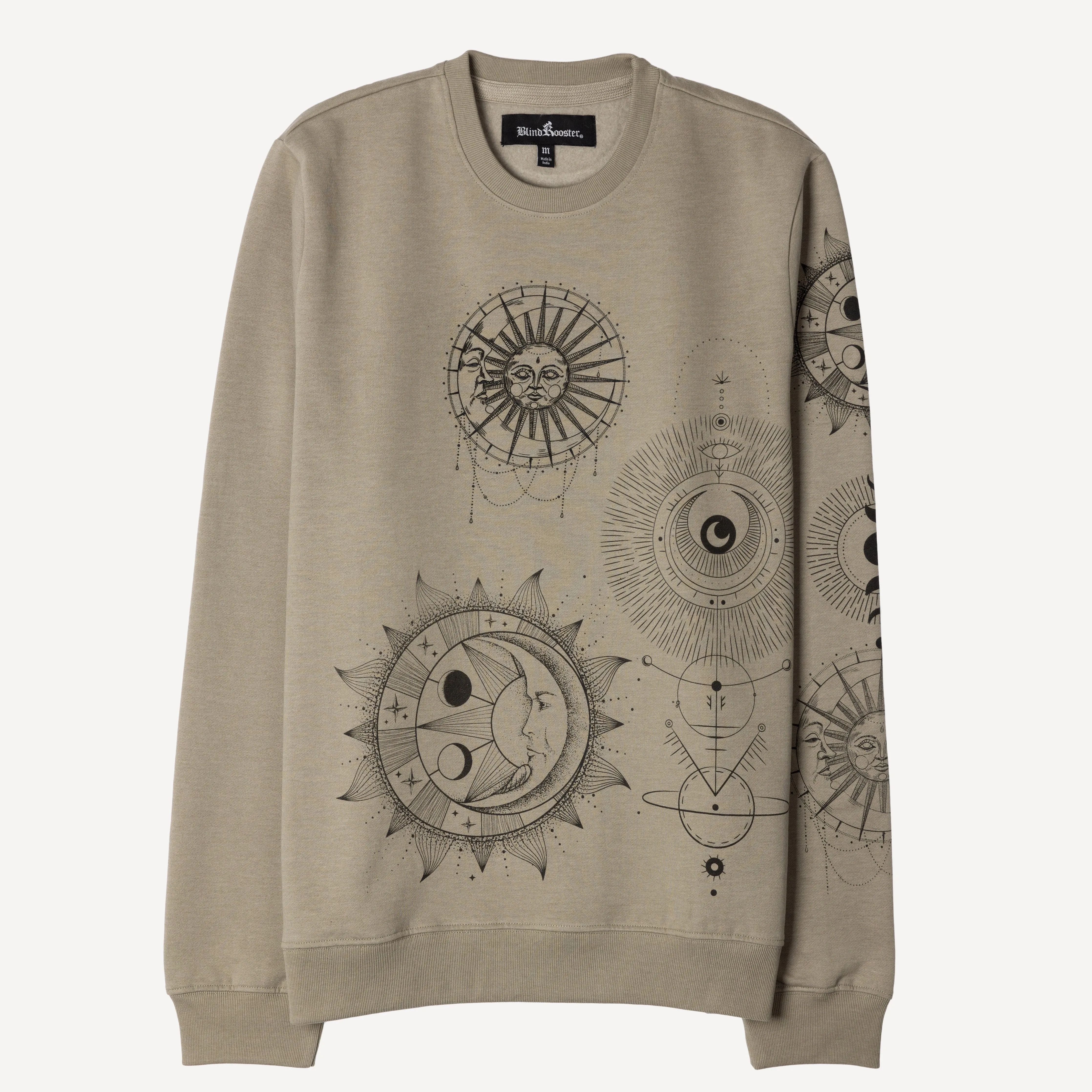 Mens Graphic Wraparound Crewneck Pullover Sweatshirt - London Fog / Celestial