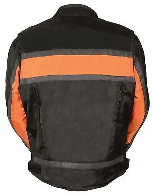 MEN'S MOTORCYCLE RACER ORANG TEXTILE JACKET WITH REFLECTIVE STRIPES WITH ARMOUR