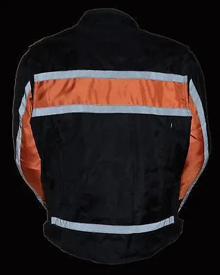 MEN'S MOTORCYCLE RACER ORANG TEXTILE JACKET WITH REFLECTIVE STRIPES WITH ARMOUR