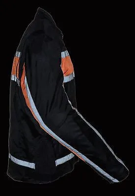 MEN'S MOTORCYCLE RACER ORANG TEXTILE JACKET WITH REFLECTIVE STRIPES WITH ARMOUR