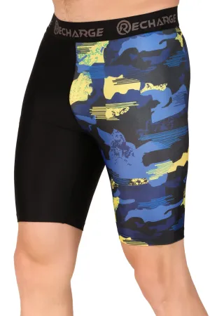 Men's Polyester Pocket Compression Shorts (1L Blue Camo)