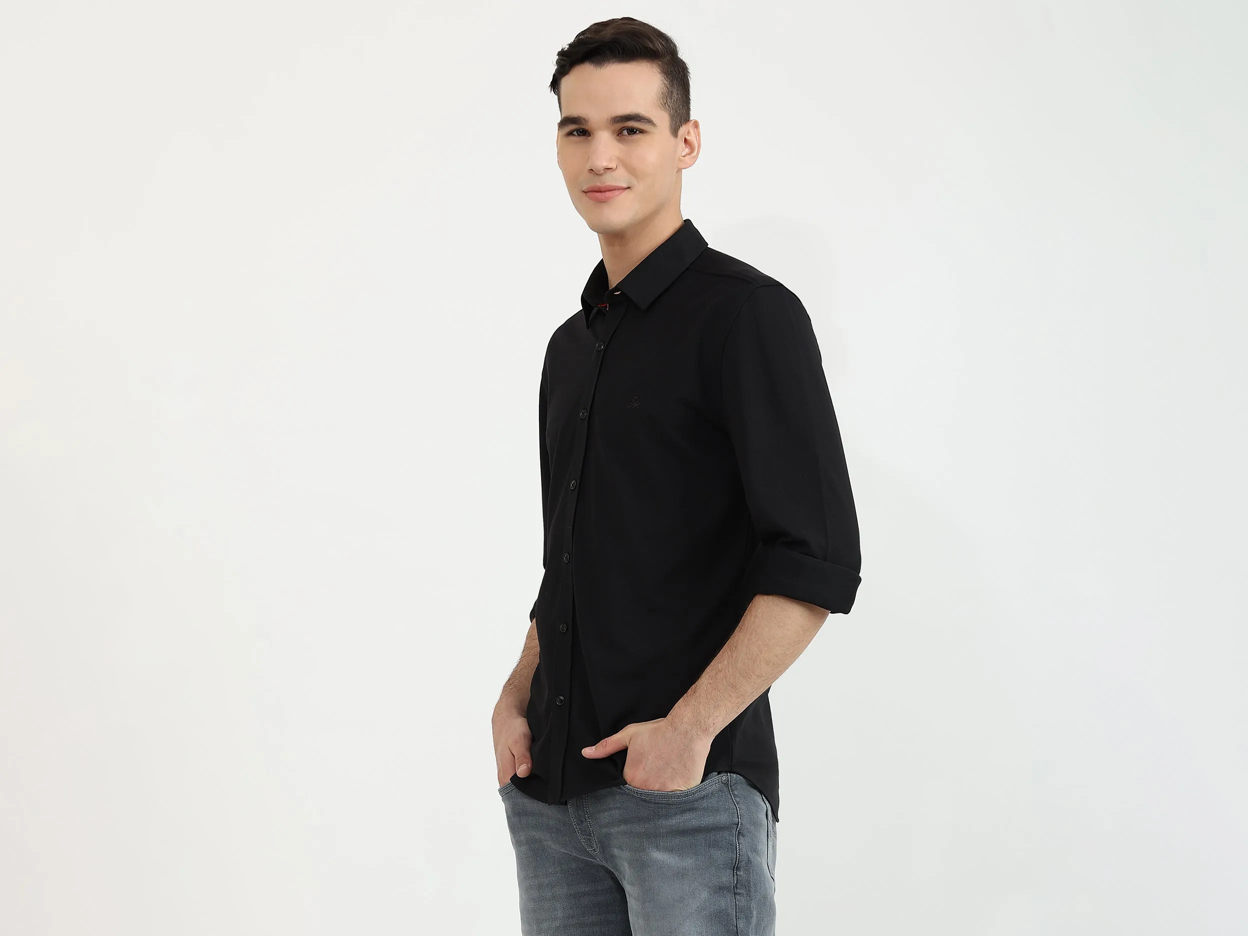 Mens Slim Fit Solid Shirt