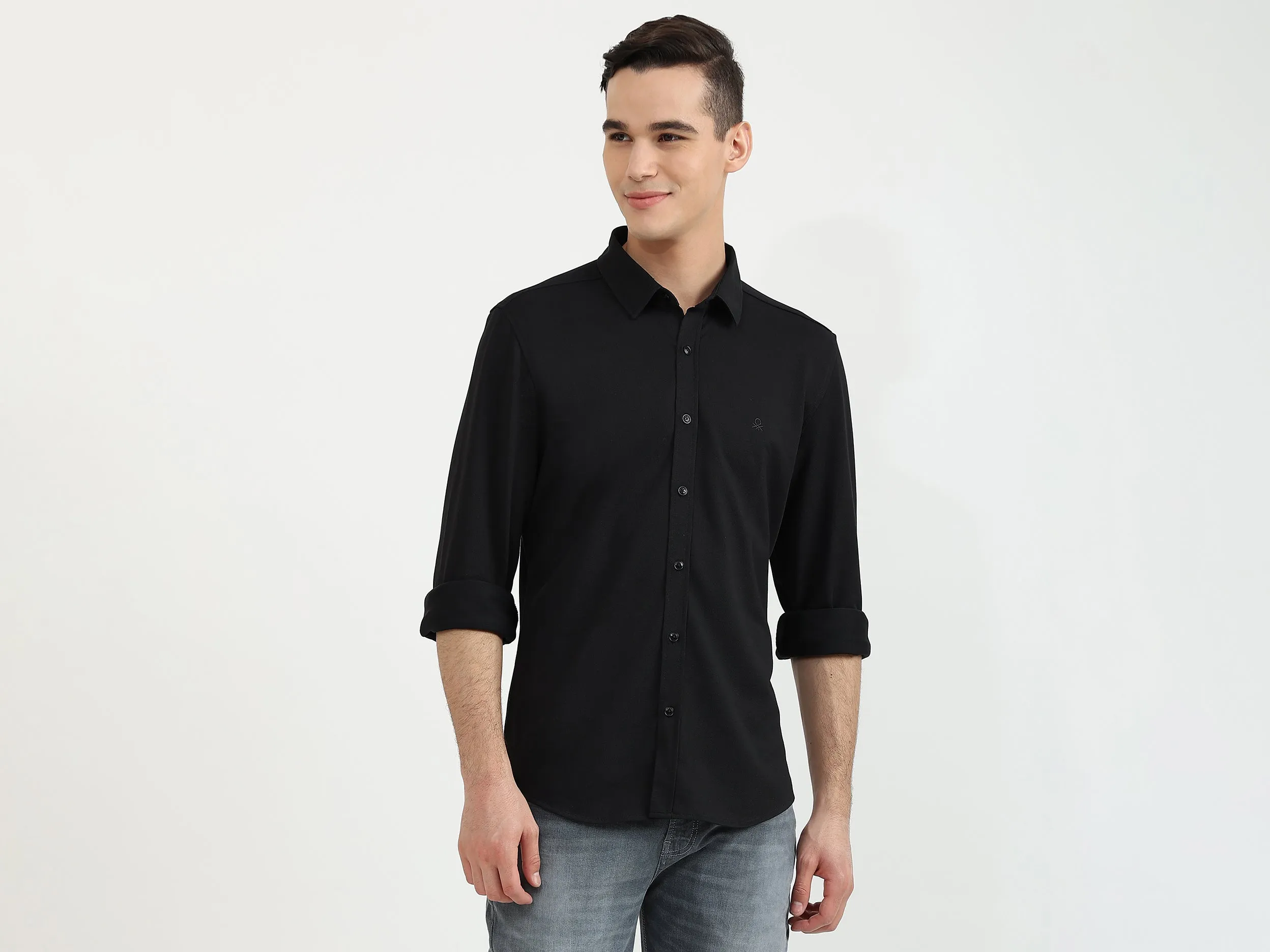 Mens Slim Fit Solid Shirt