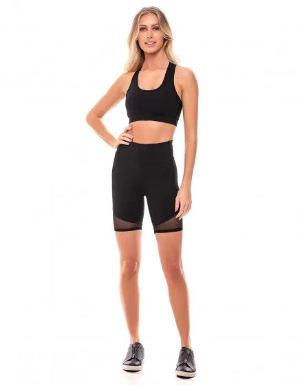 Mesh Detail Shorts - Black