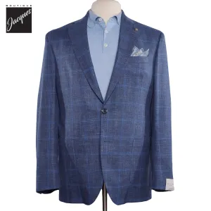 Mid Blue Check Hampton Loro Piana Contemporary Fit Sport Jacket - Jack Victor