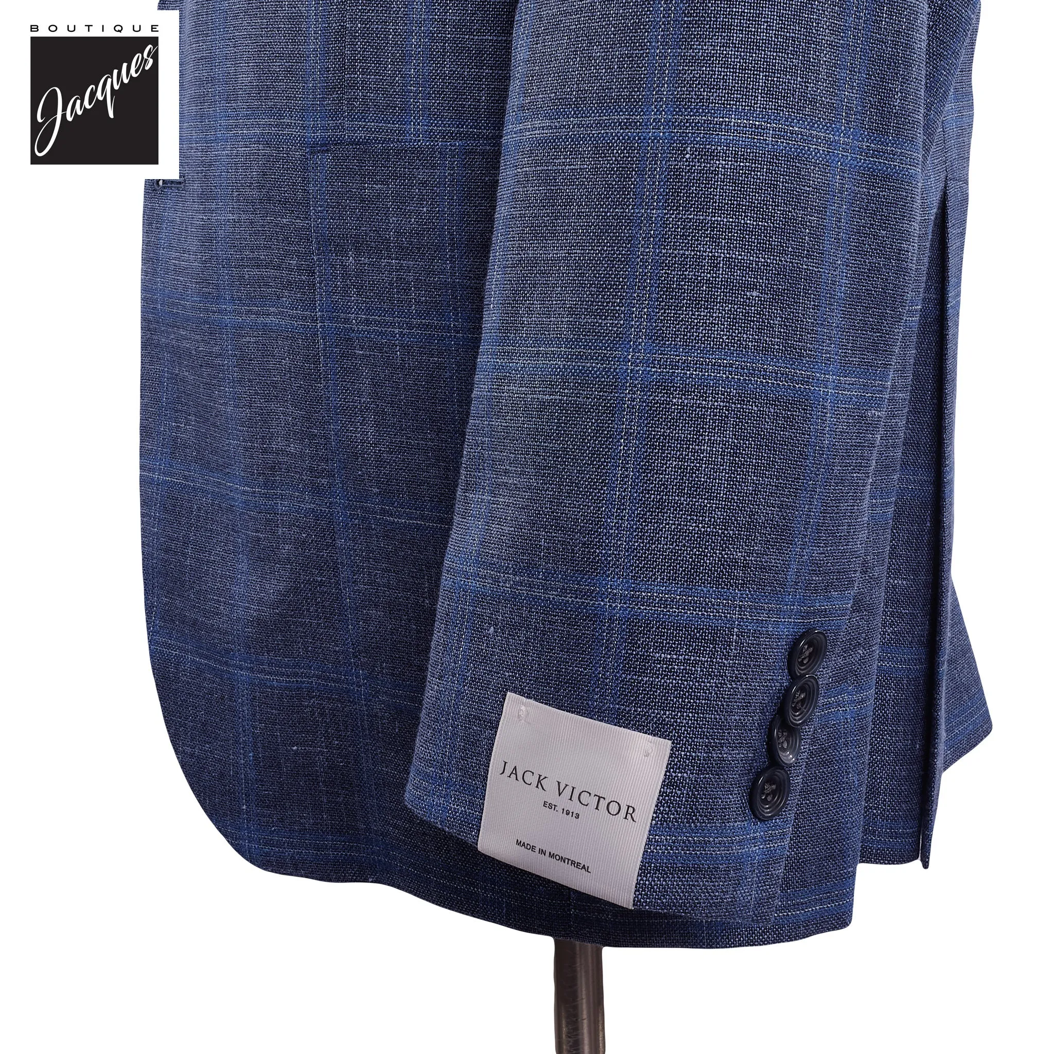Mid Blue Check Hampton Loro Piana Contemporary Fit Sport Jacket - Jack Victor
